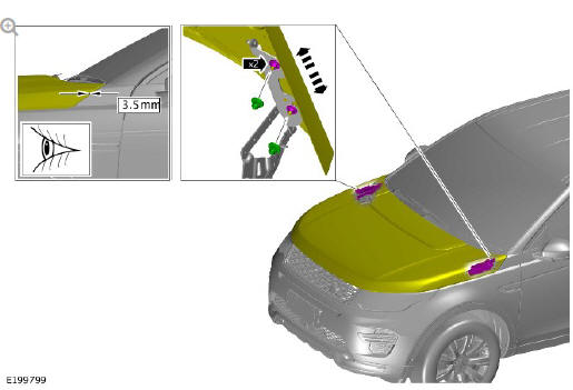 Vehicle specific information and tolerance checks hood alignment