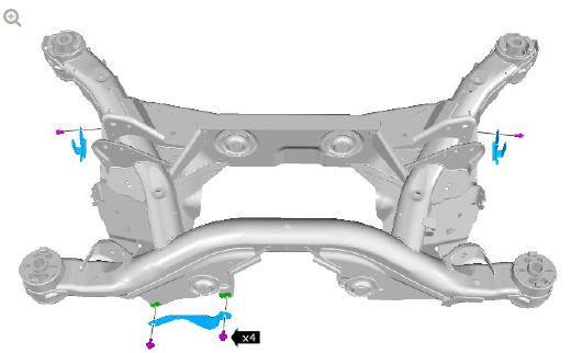 Uni-body, subframe and mounting system rear subframe - FWD (G1799046) - Removal
