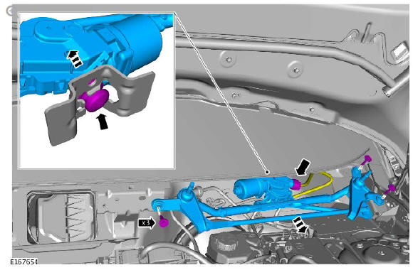 Windshield wiper motor (G1780358) removal and installation