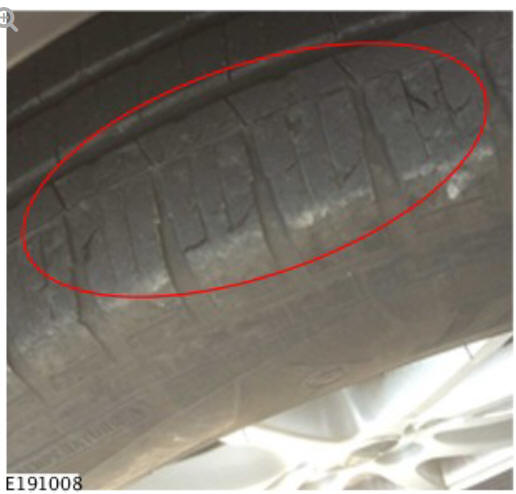 Typical example of a serviceable tire exhibiting tire flaking phenomenon 