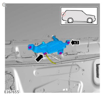 Rear window wiper motor (G1780359) removal and installation